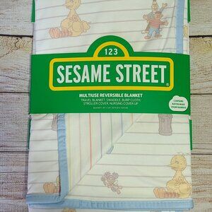 Sesame Street Reversible Baby Blanket - White - NEW